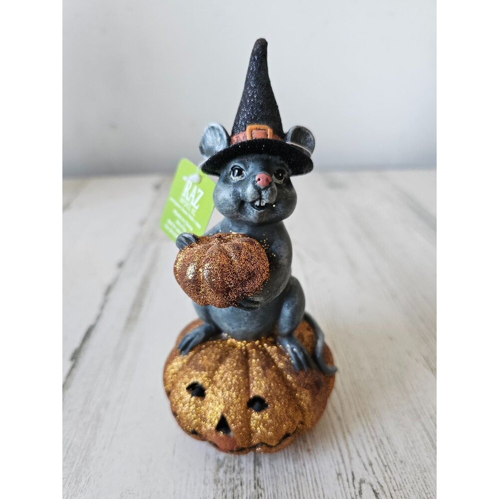 Raz mouse pumpkin glitter jack-o'-lantern Halloween decor‎ statue figurine